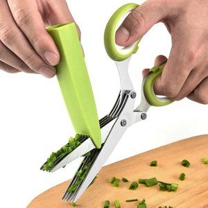 CWKD Professional Stainless Steel 5 Blade Multi Function Herb Scissor